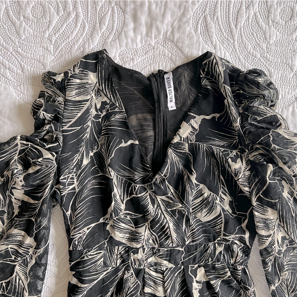 Walter Baker - Adriana Floral Print Dress - Black and White - Picture 5 of 10